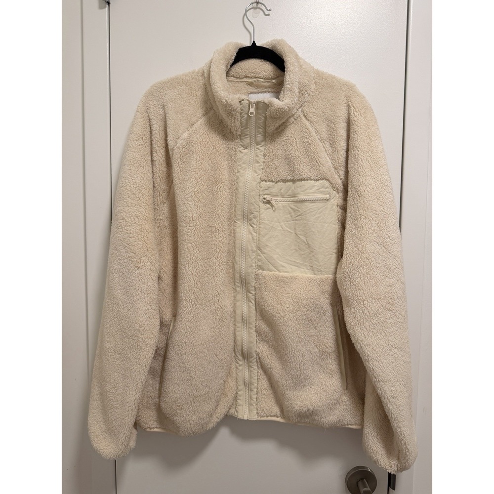 Goodfellow & Co Men's Zip-up Ultra Soft Fleece Sweatshirt Cream Large Comfort